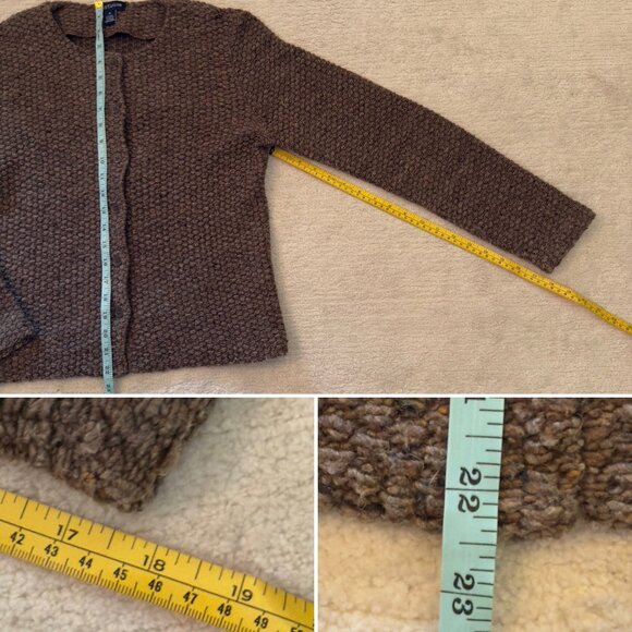 Ann Taylor Sz M Brown Textured Knit Shacket Sweater Jacket Vintage Late 90s-2000 - Picture 7 of 10